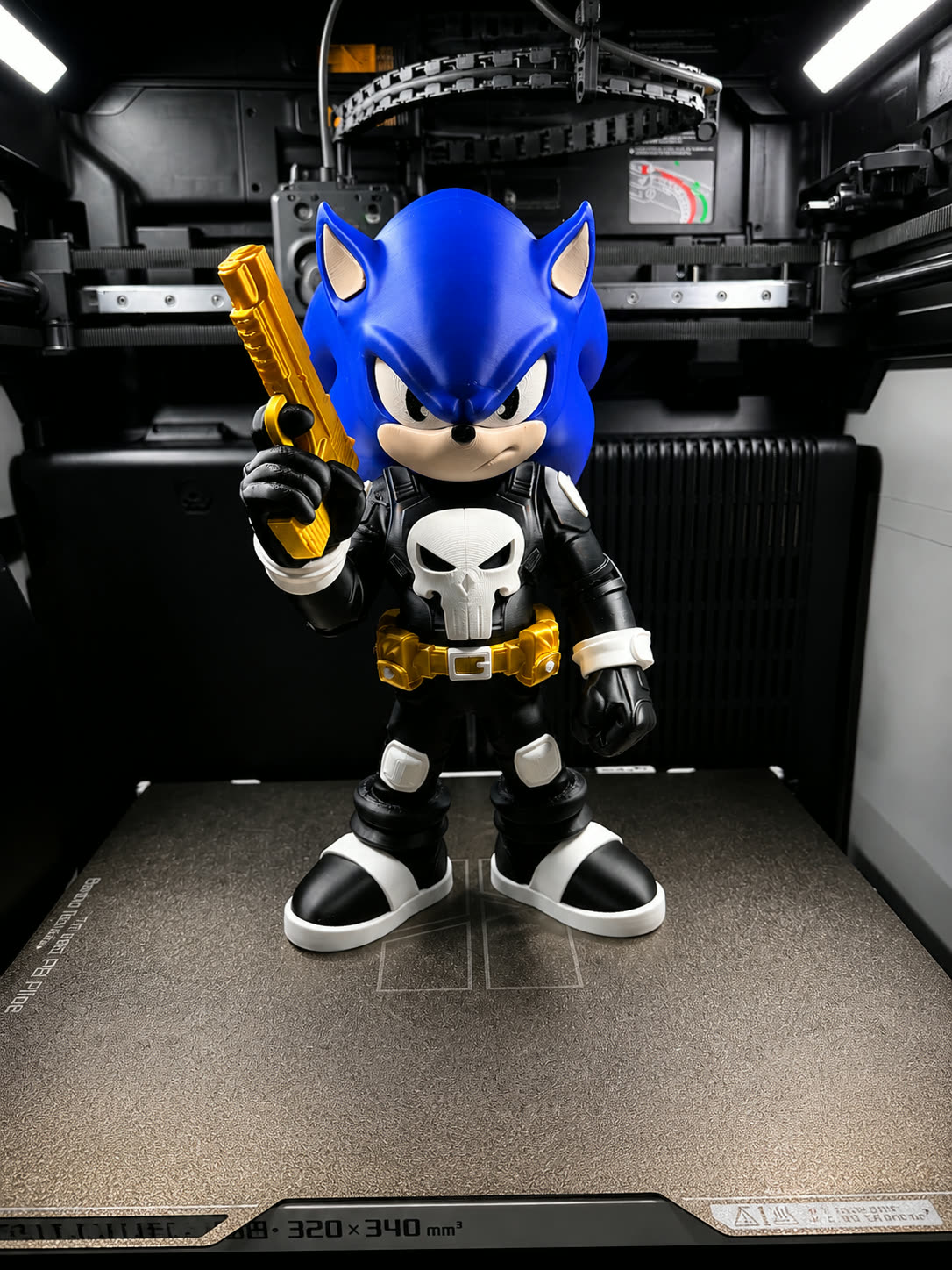 Blue speedster character figure with painted details