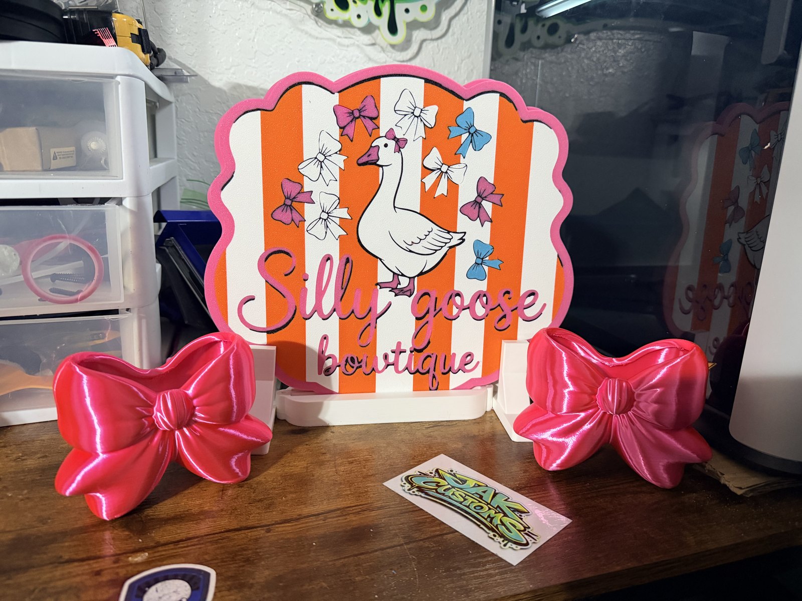 Colorful custom printed Sweet Grace display sign with bow accents