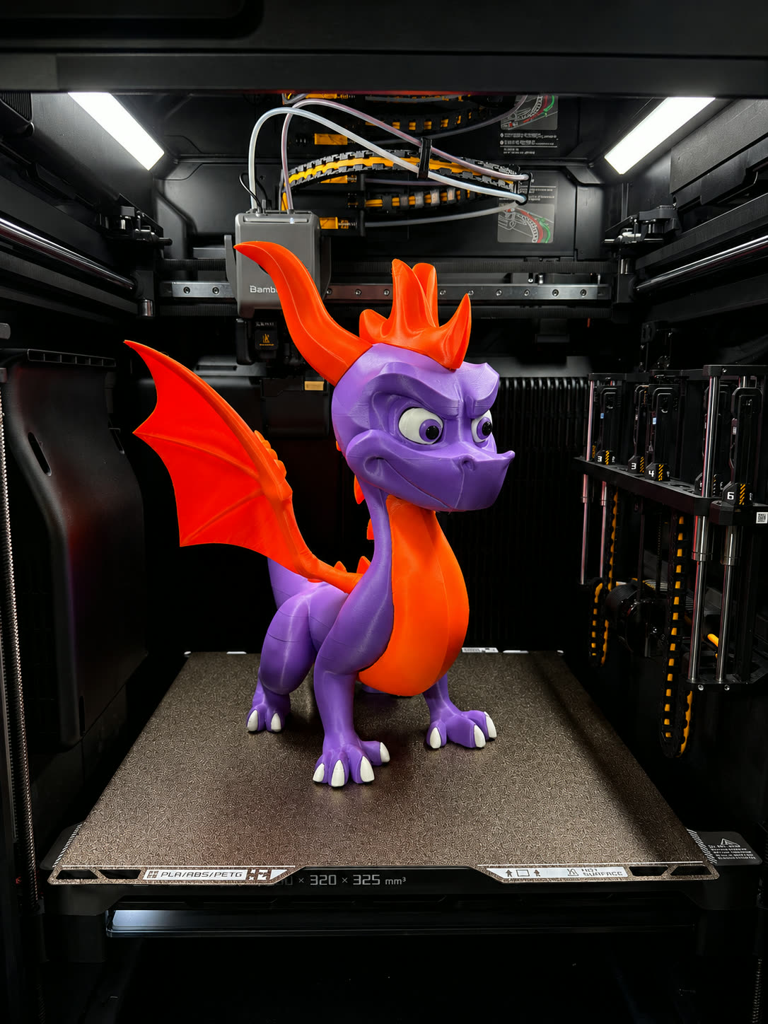 Purple dragon figure printed with painted horns and wings
