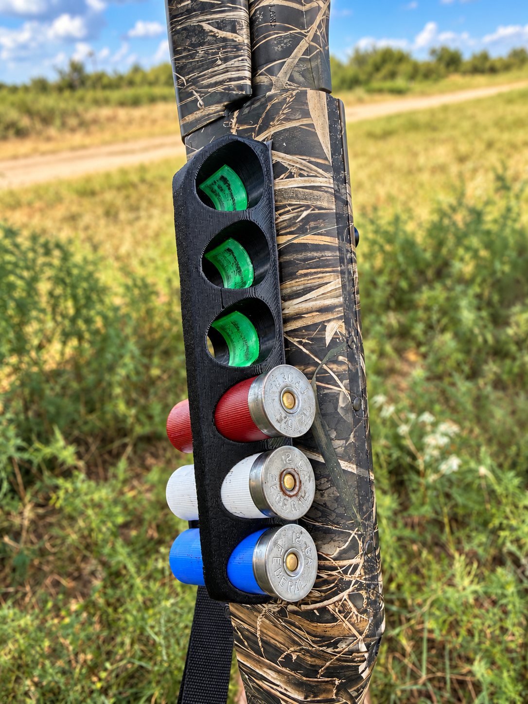 Custom printed holder attached to outdoor gear with colorful inserts