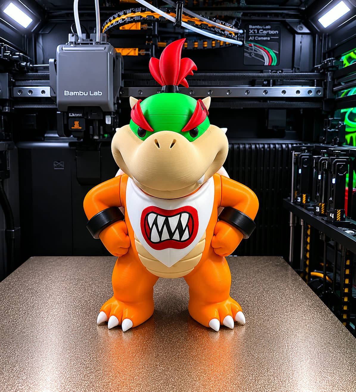 Spiked-shell villain figure printed in multiple colors