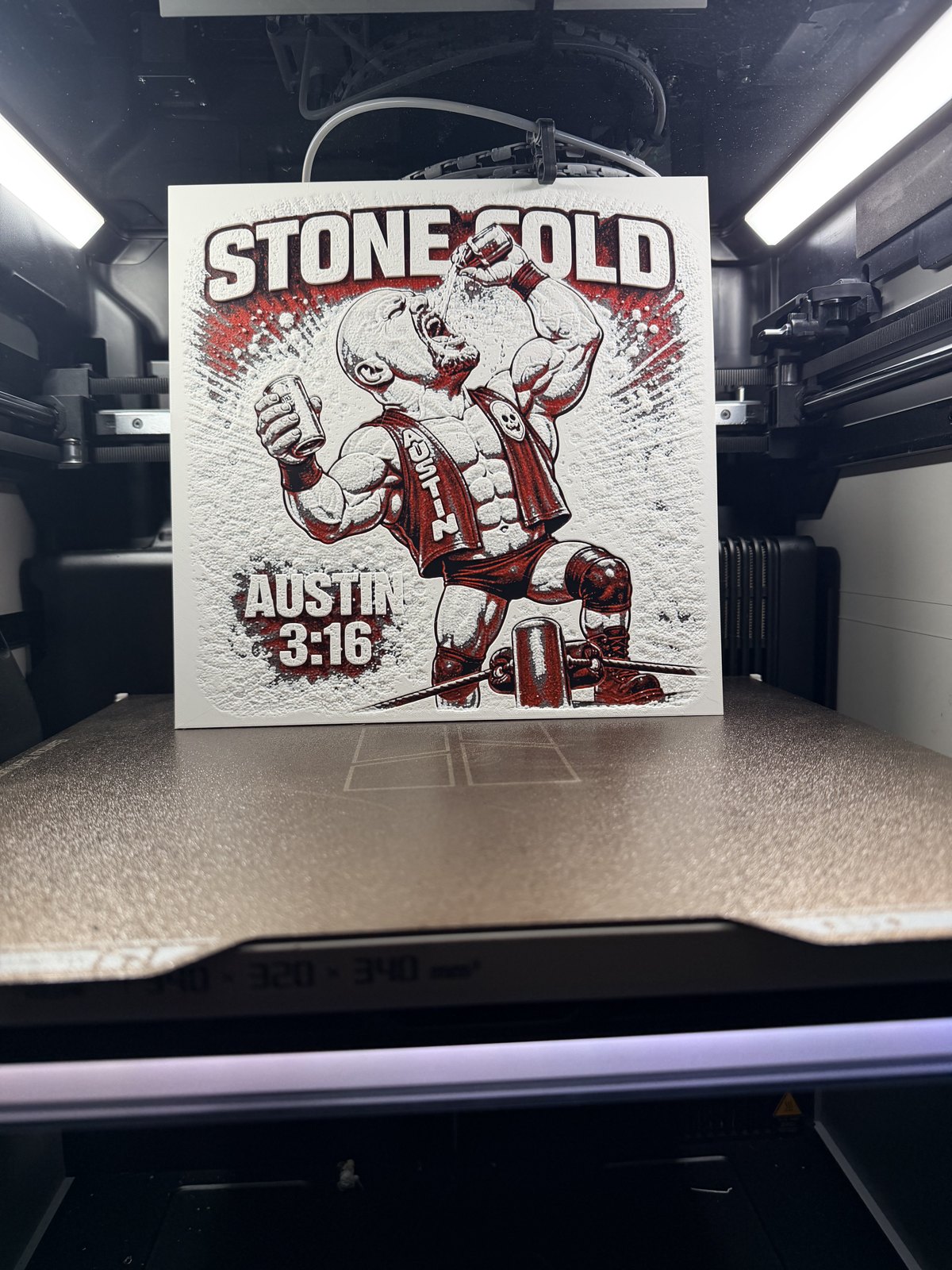 Stone Cold wrestling-themed printed wall plaque
