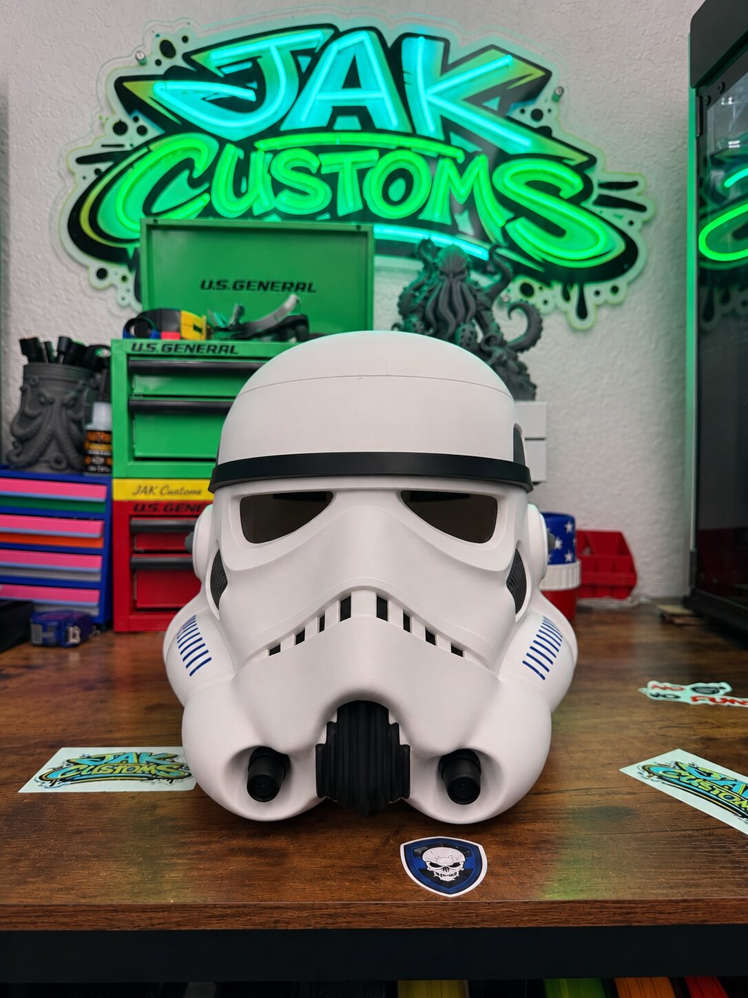 White space trooper helmet, front view
