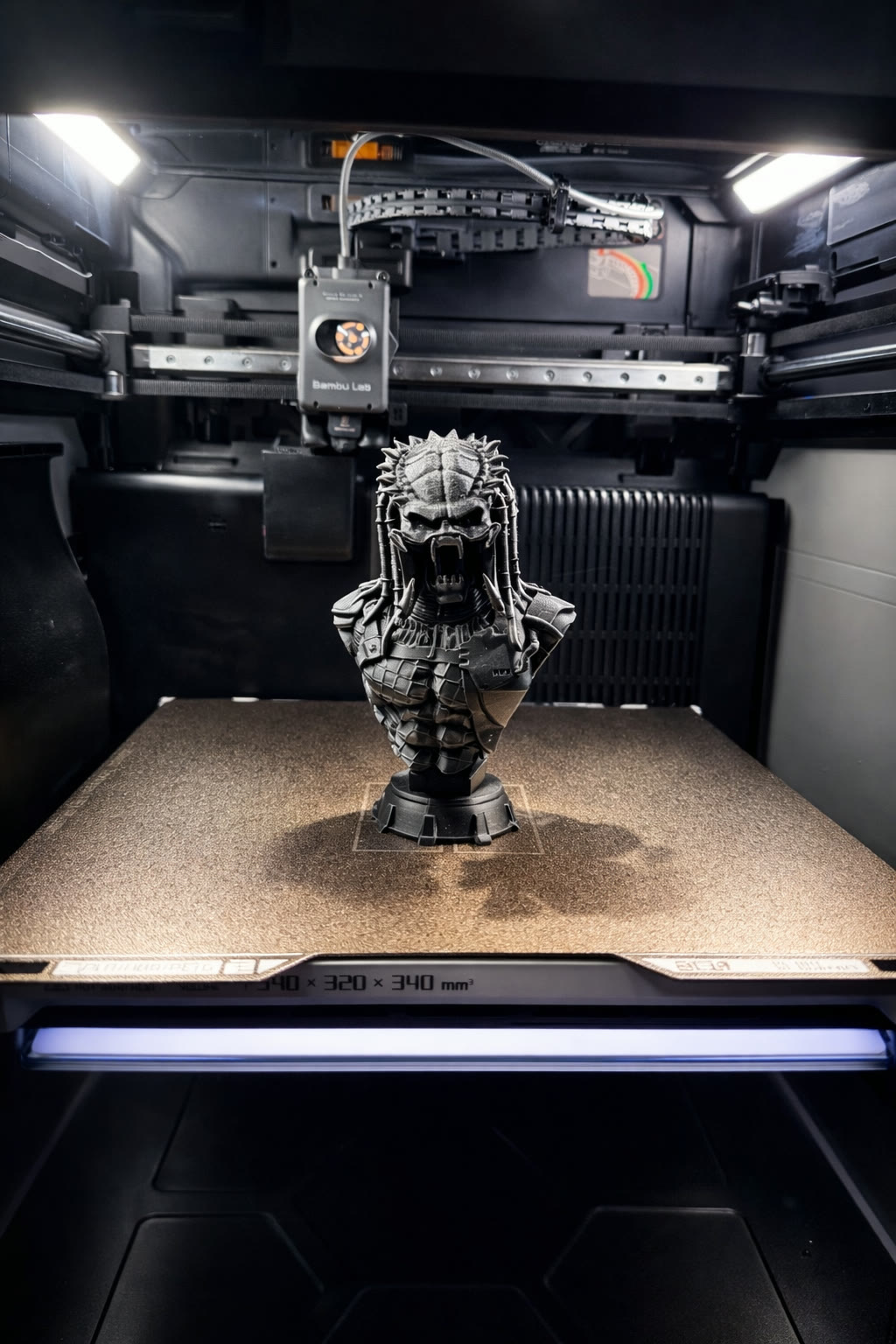 Dark armored knight figure printed in fine detail