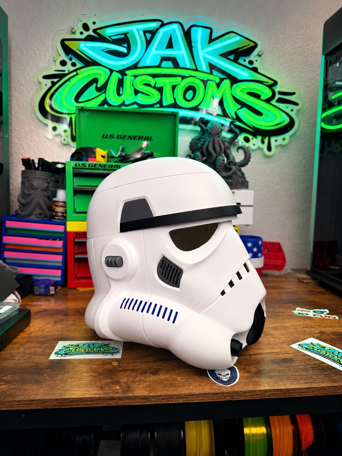 White space trooper helmet, three-quarter view