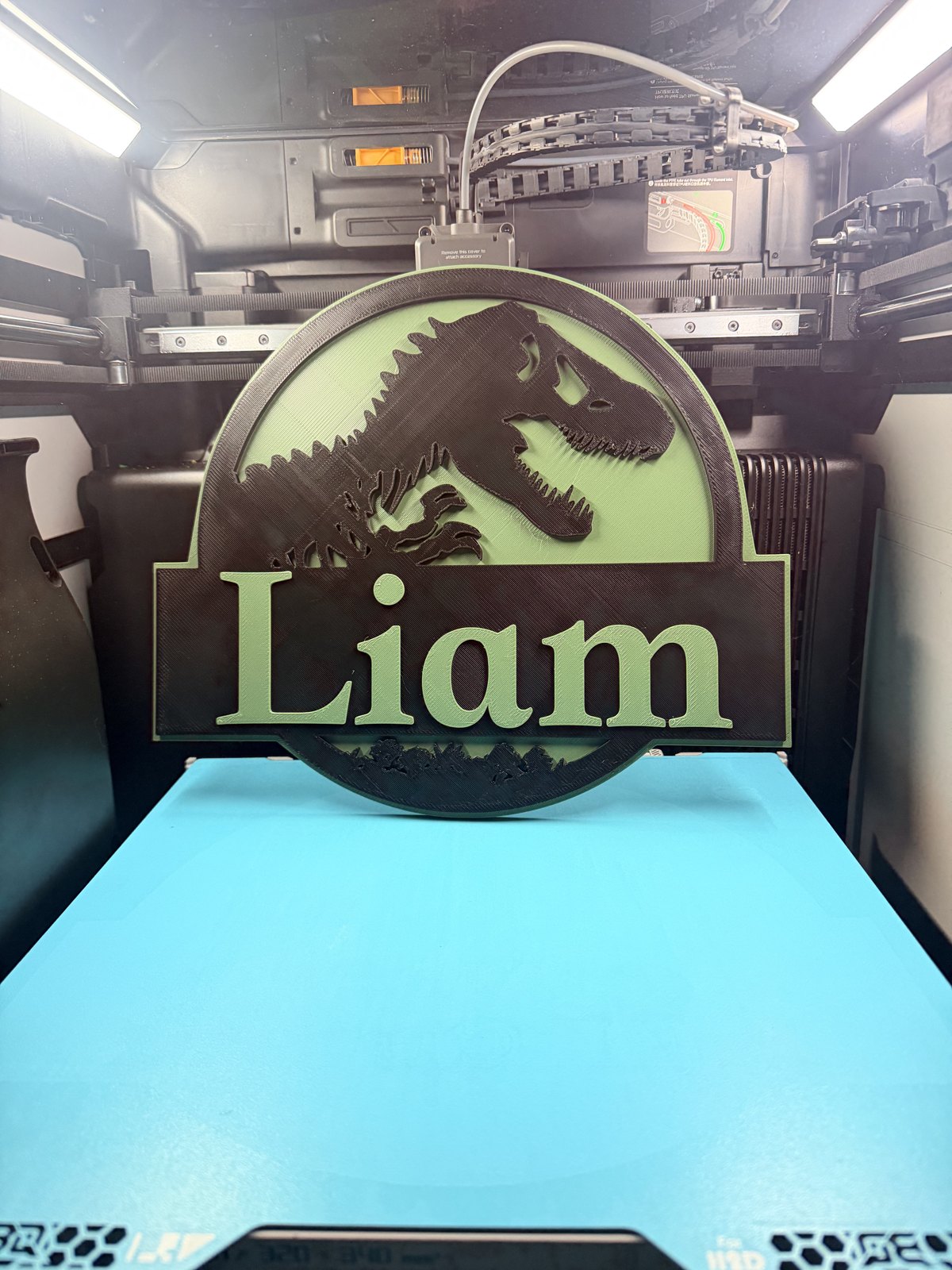 Personalized dinosaur-themed name sign for Liam