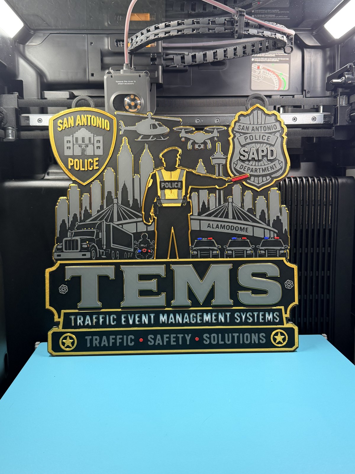 Custom printed football-themed team display plaque
