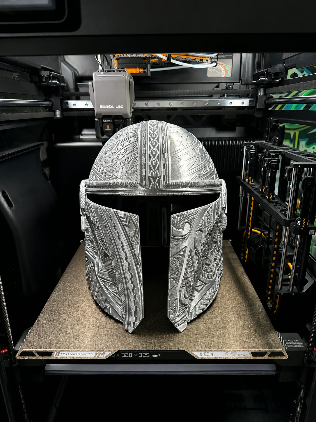 Polished silver 3D printed T-visor helmet