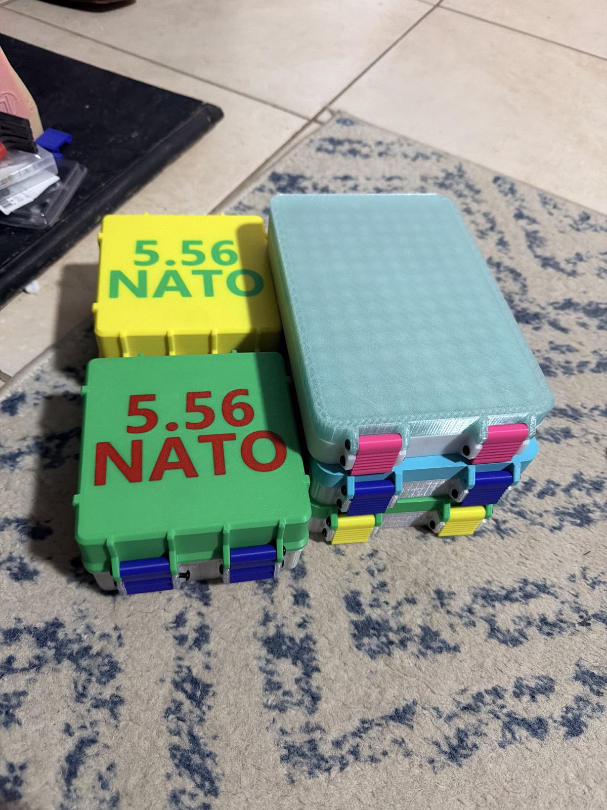 Custom printed storage cases marked for 5.56 ammunition